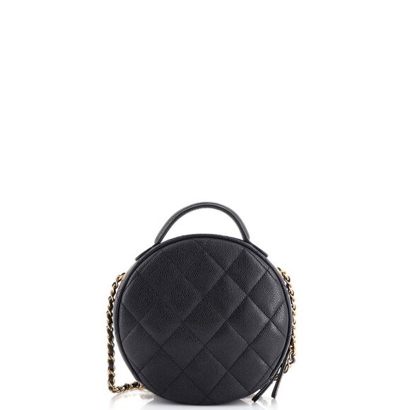 Chanel Round Vanity With Chain Quilted Caviar Small Black - Picture 3 of 7